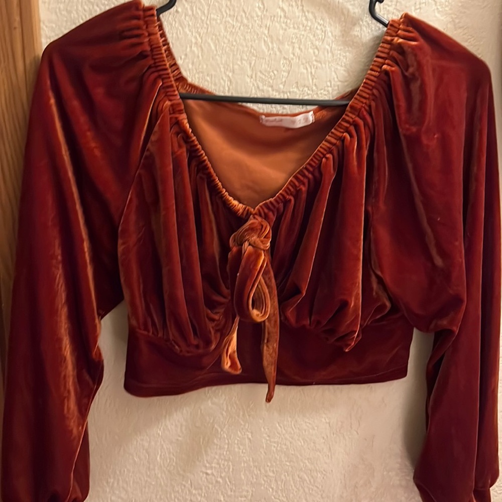 Orange velvet long sleeve
